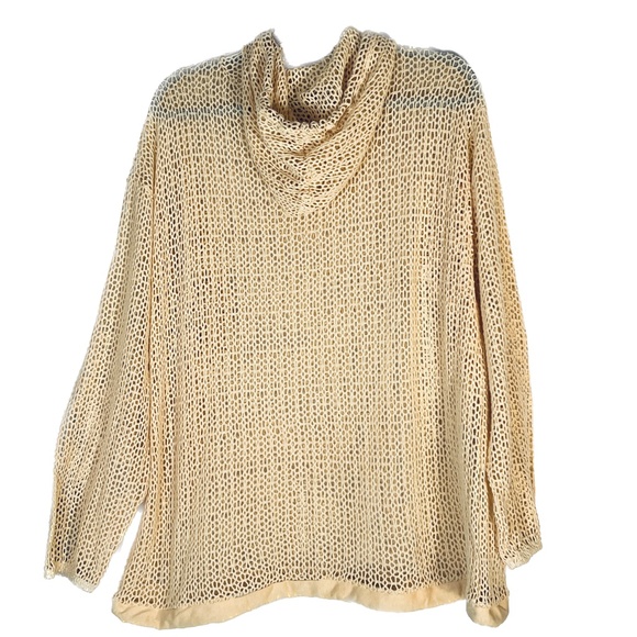 SECOND WIND Hoodie Top Pale Orange Size XL 16 - 18 Open Crochet Vintage - Picture 2 of 4